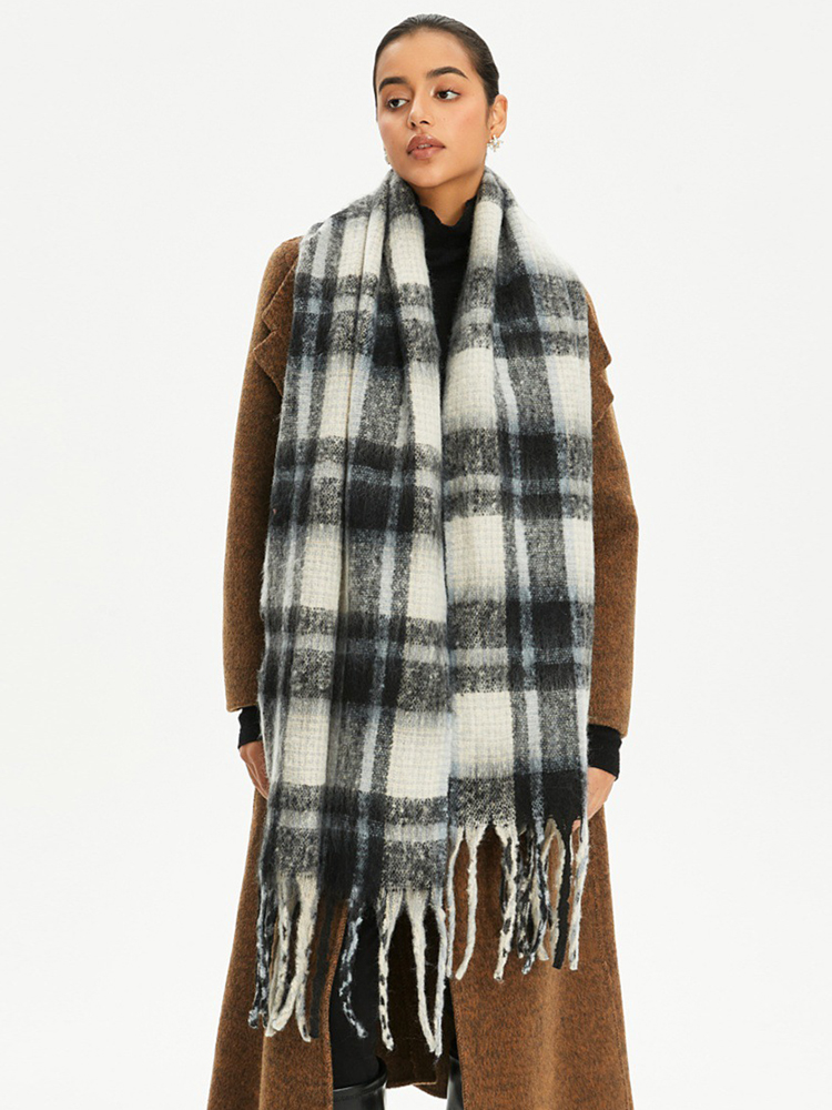 Wool Scarf Men - Kadın Erkek Örme Vintage Ekose Desenli