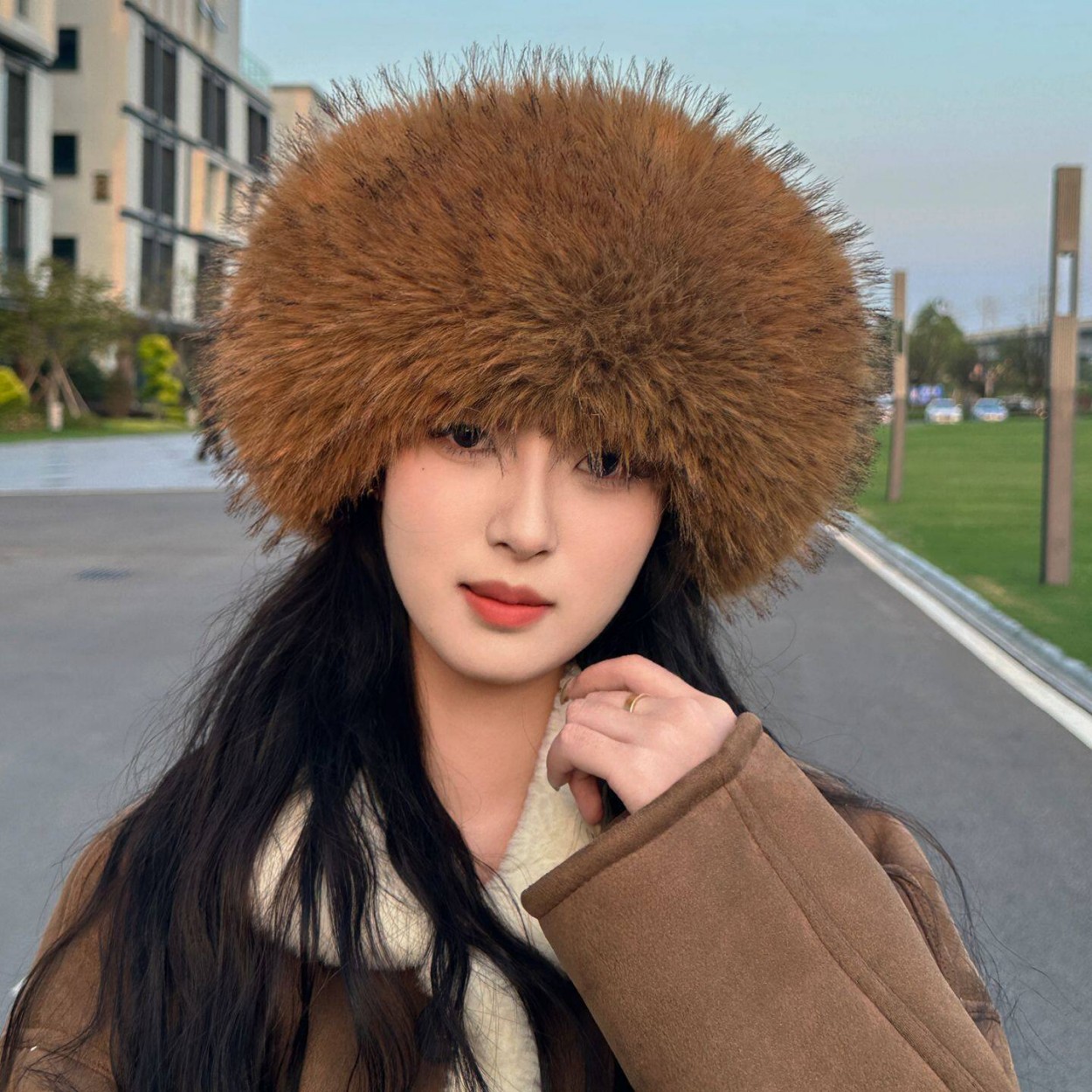 Knit Beanie Hat Warm - Yumuşak Peluş Suni Tilki Kürkü Yuvarlak