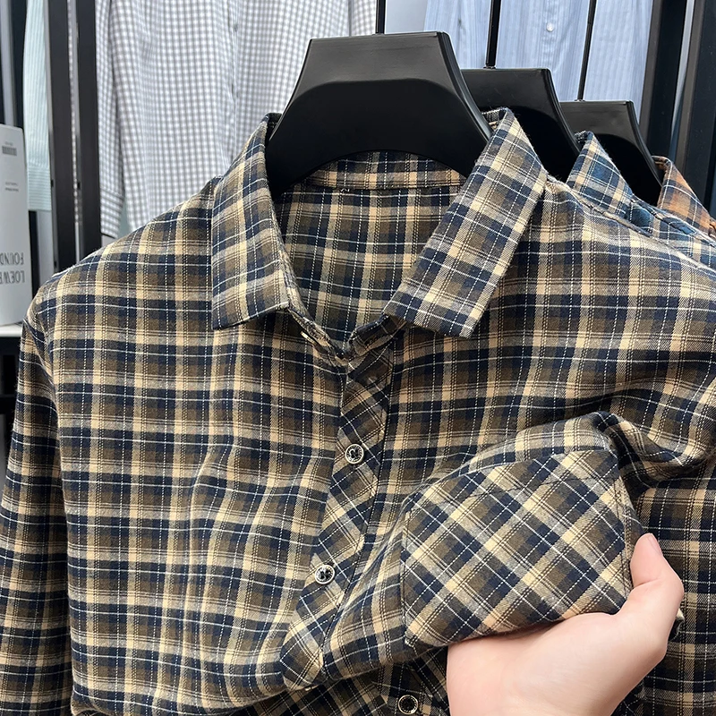 Flannel Shirt Lined - Erkek Yaka Detaylı Ekose Gömlek Uzun