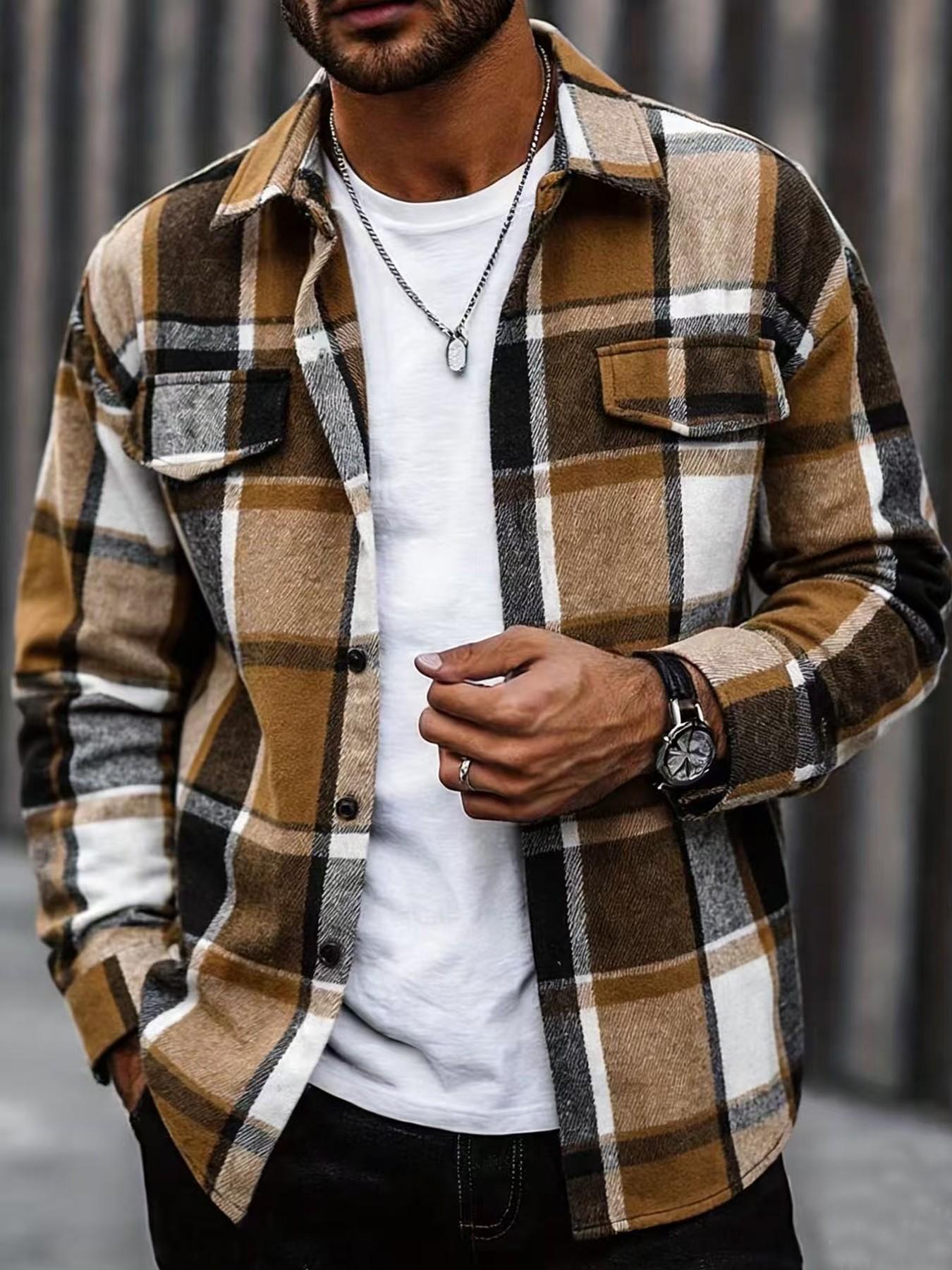 Flannel Shirt Lined - Retro Ekose Gömlek Erkekler Rahat Zarif